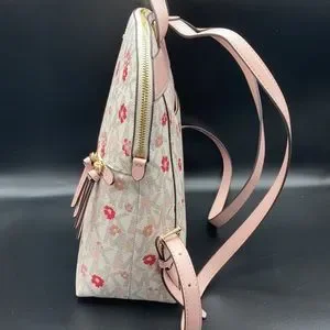 Michael Kors Spring Flowers Monogram Leather Backpack, Pink (NWOT) MICHAEL KORS KENLY MEDIUM PEBBLED LEATHER BACKPACK PINK/GOLD  main image 4
